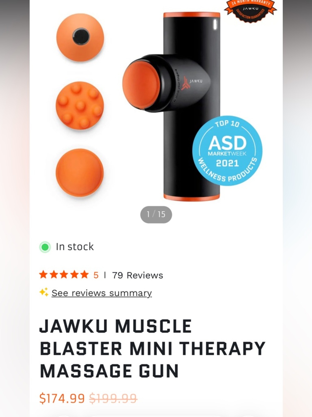 NWT JAWKU Mini Muscle Blaster Therapy Gun